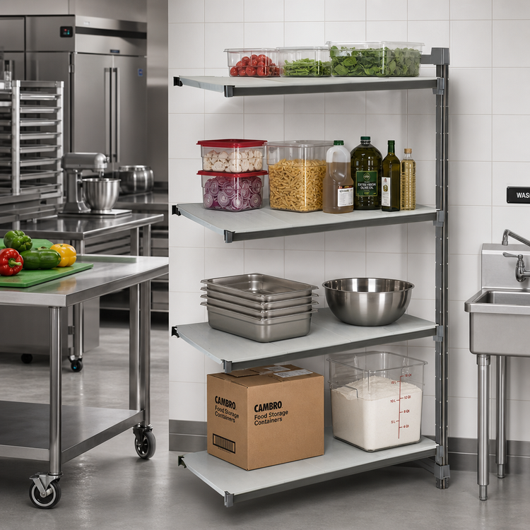 Product image #2 for Cambro Camshelving Basics Plus 4-Shelf Solid Add-On Polymer Shelving Unit, 18 x 42 x 64 Inches