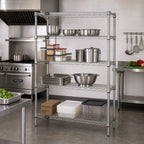 Thumbnail image #2 for Quantum WR86-2442S Stationary Stainless Steel Wire Shelving Starter Unit, 42"W x 24"D x 86"H, 4 Shelves, 4 Posts