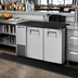 Thumbnail image #2 for True TBB24-48-2S-Z1-BST-S-1 48-Inch Two-Section Back Bar Cooler with Solid Swing Doors, Black Sub Top, and Stainless Exterior