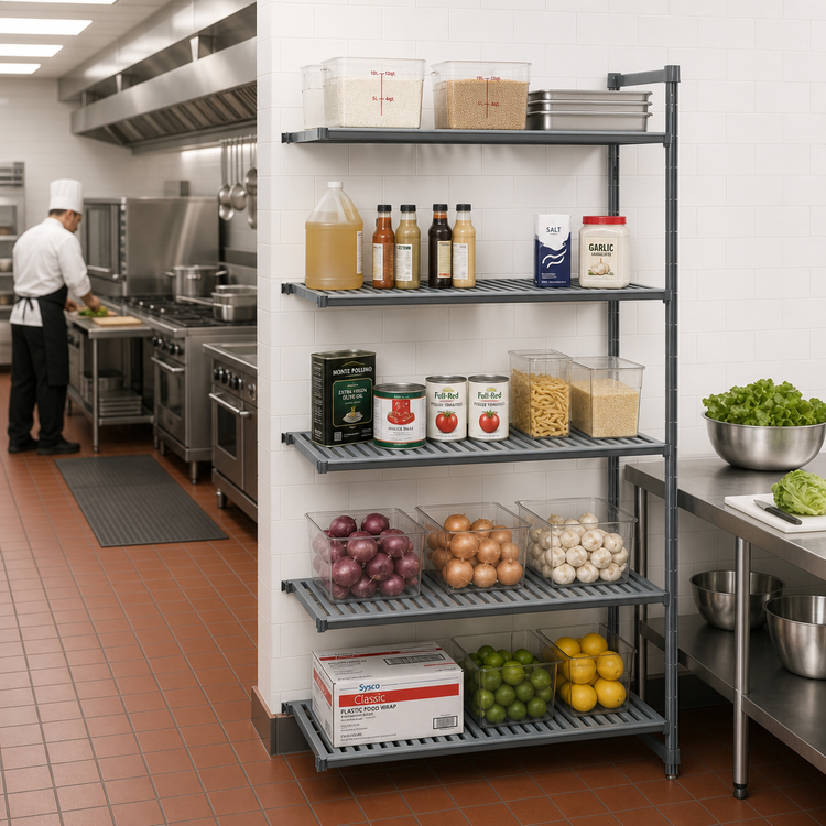Product image #2 for Cambro Camshelving Basics Plus 5-Tier Louvered Polymer Add-On Shelving Unit, 21 x 36 x 84 Inches, Brushed Graphite