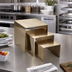Thumbnail image #2 for American Metalcraft Hammered Gold Stainless Steel 3-Piece Square Buffet Riser Set