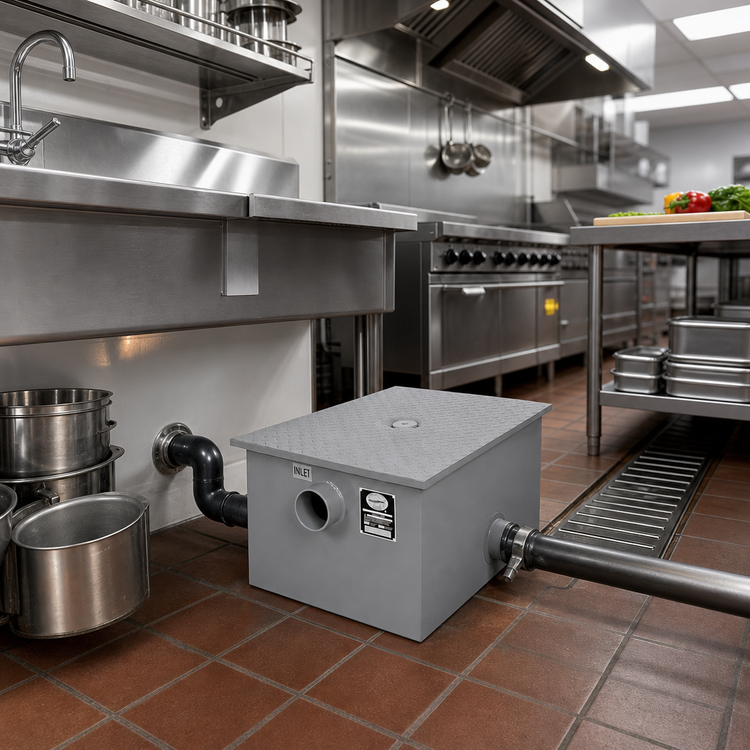 Product image #2 for Klinger's Trading GT-14 Grease Interceptor, 7 GPM, 14 lb. Capacity, Epoxy-Coated Steel