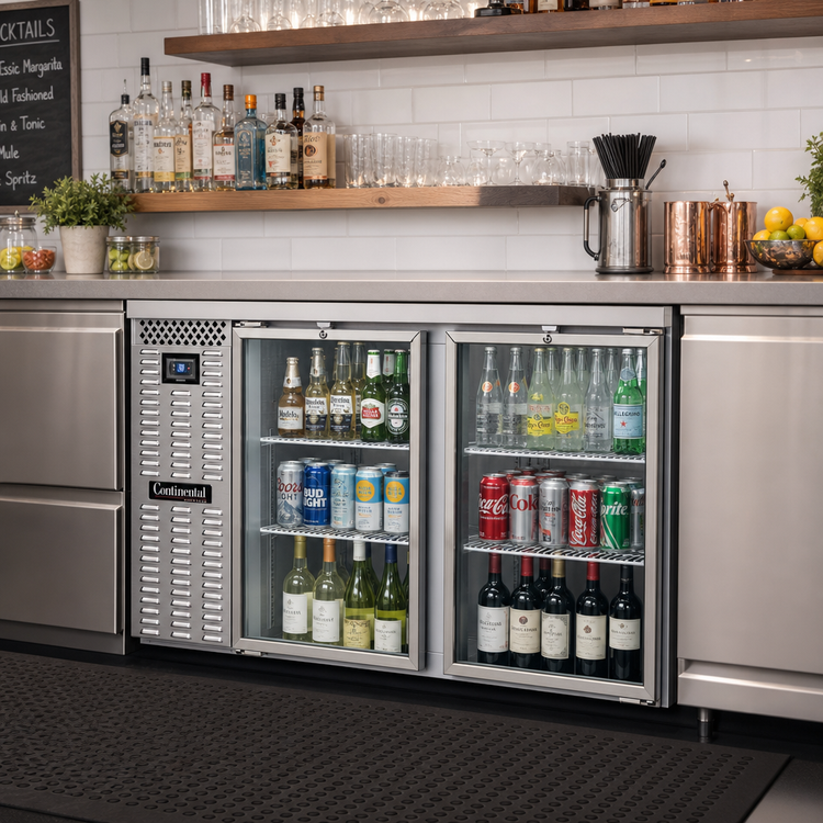 Product image #2 for Continental Refrigerator BB59SNSSGD 59" Shallow Depth Refrigerated Back Bar Cooler with Glass Doors