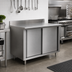 Thumbnail image #2 for Eagle Spec-Master 96-Inch x 24-Inch Enclosed Stainless Steel Work Table with Sliding Doors and 4-1/2-Inch Backsplash