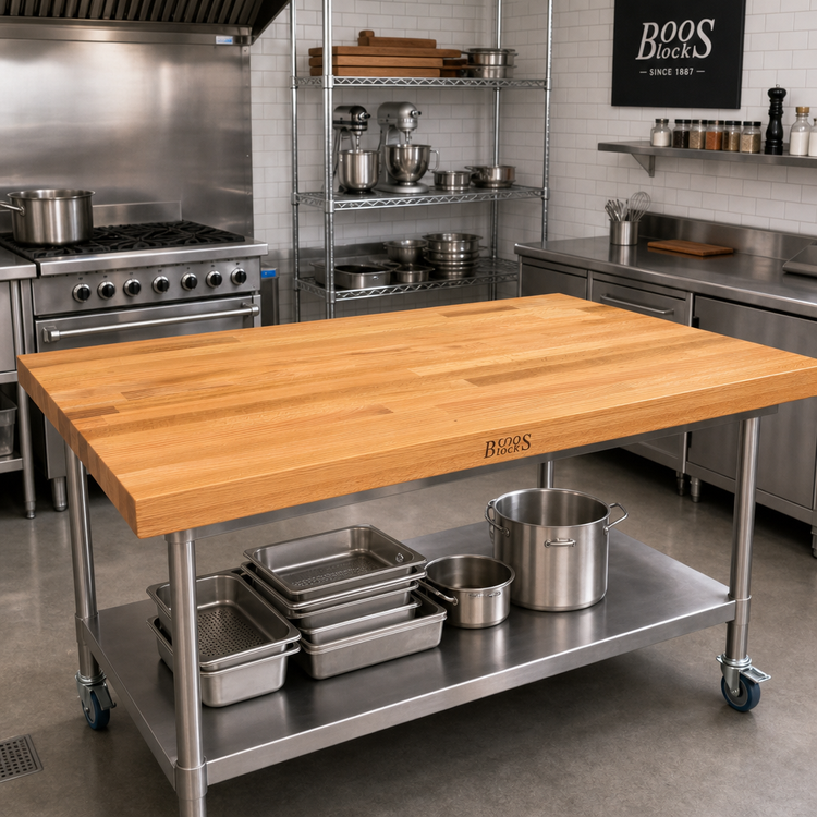 Product image #2 for John Boos Appalachian 72" x 48" Blended Edge Grain Red Oak Island Countertop, Penetrating Oil Finish