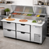 Thumbnail image #2 for Beverage-Air DPD72HC-4 Two-Section Refrigerated Deli/Pizza Prep Table with Four Drawers, 72-Inch Top, and 19-Inch Cutting Board