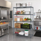 Thumbnail image #2 for Quantum WR54-2160GY-5 Stationary Gray Epoxy Wire Shelving Starter Kit, 60 x 21 x 54 Inches, 5 Shelves