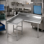 Thumbnail image #2 for Eagle Group CDTCIL-48-16/3 Island Clean Dishtable, Right-to-Left, 48 x 60 Inch, 16/304 Stainless Steel, 8 Inch Backsplash, Galvanized Legs