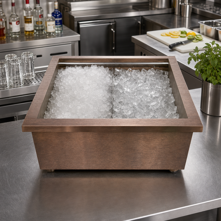 Product image #2 for TableCraft Portable Insulated Double Ice Well, No Lid, Translucent Copper