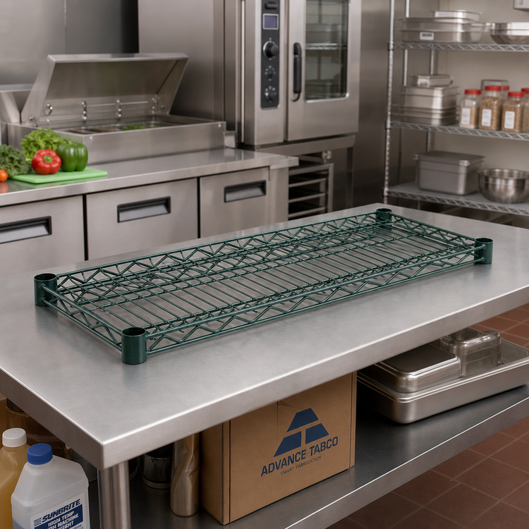 Product image #3 for Advance Tabco Special Value Series Heavy Duty Wire Shelf, 42"W x 14"D, Green Epoxy Coated