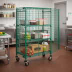 Thumbnail image #2 for Quantum M2460-69SECP-2 Mobile Open-Wire Security Cage, 60 W x 24 D x 69 H, Green Epoxy, 2 Intermediate Shelves