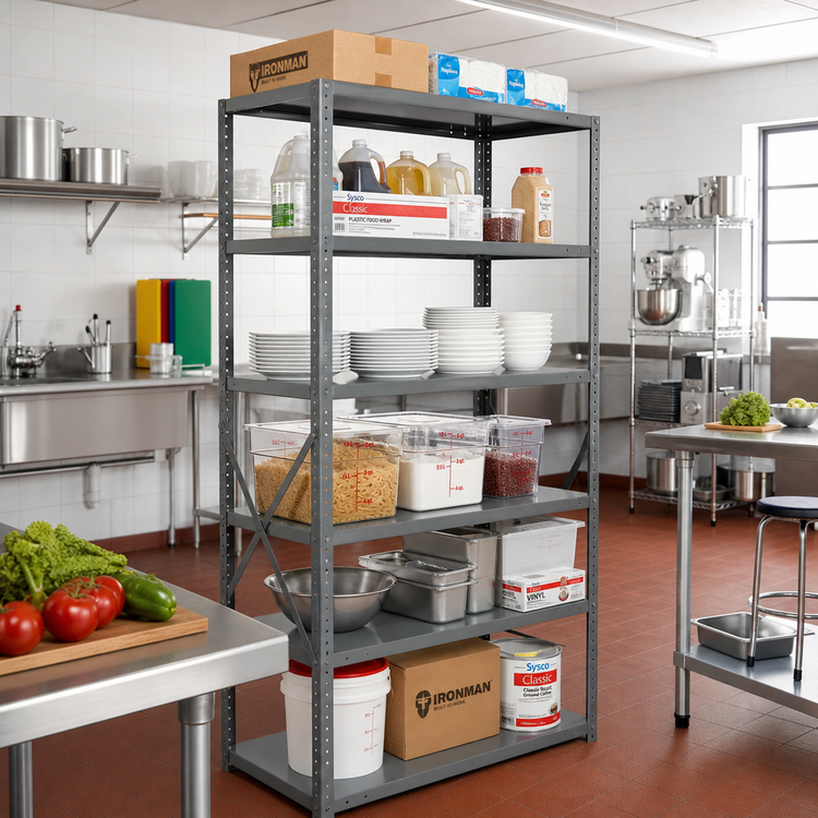 Product image #2 for IRONMAN 8-Shelf Open Stationary 22-Gauge Steel Shelving Unit, 36W x 12D x 75H Inches, 400 lb. per Shelf