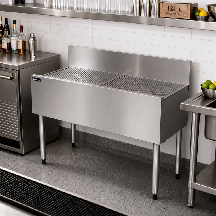 Product image #3 for Perlick Top Shelf TS42DB 42-Inch Freestanding Underbar Stainless Steel Drainboard with Backsplash