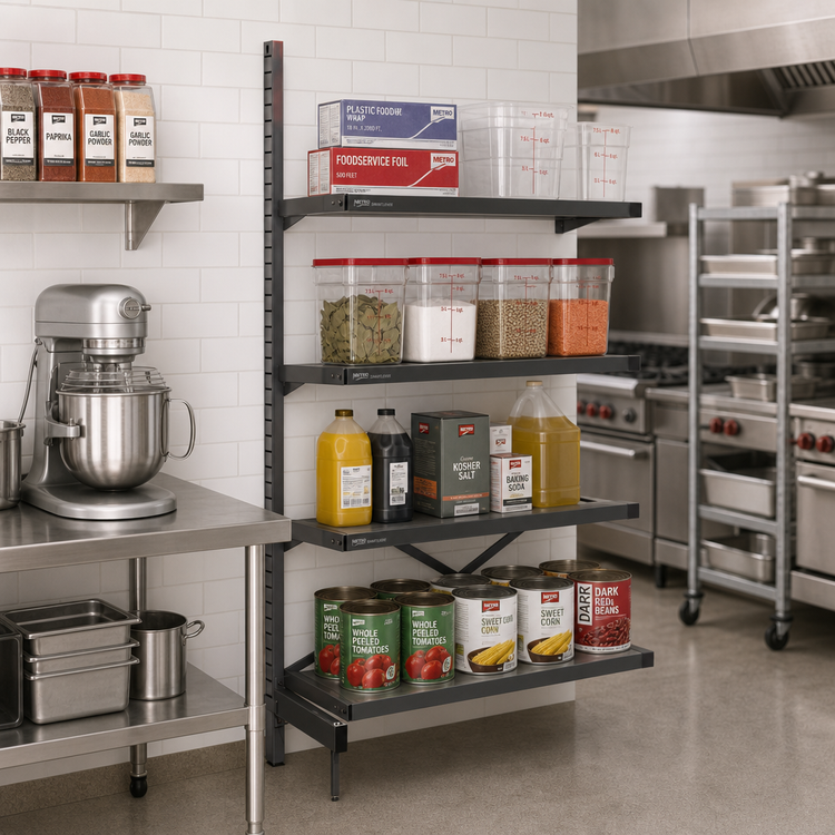Product image #2 for Metro SmartLever Cantilevered Shelving Add-On Kit for 24"W x 18"D Shelves, 86-3/8"H