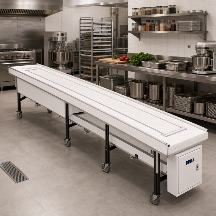 Product image #2 for Dinex DXIESFB8 8-Foot Fabric Belt Tray Make-Up Conveyor