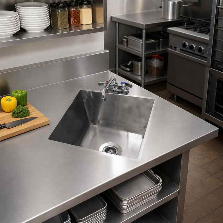 Product image #2 for Advance Tabco TA-11K Single Bowl Welded Sink Table Top with Faucet, 16 x 24 x 14-Inch Bowl