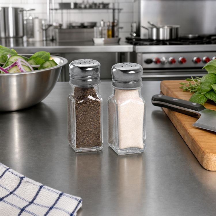 Product image #2 for American Metalcraft Paneled Glass Salt and Pepper Shaker with Stainless Steel Mushroom Cap, 2 oz., 4 Inch High