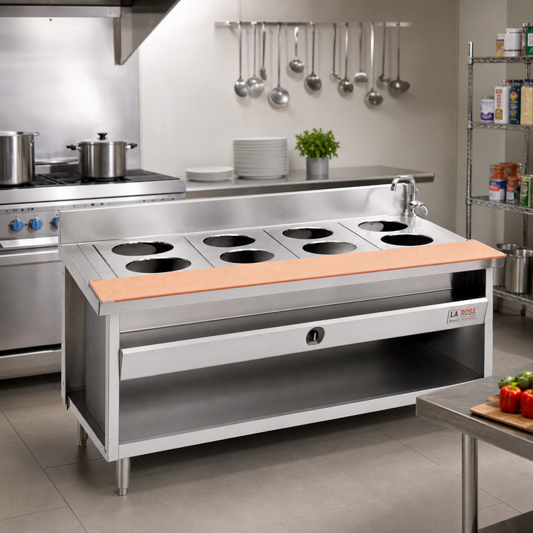 Product image #2 for La Rosa L-80172-32 72-Inch Gas Hot Food Table with 5 Pan Openings and Water Bath