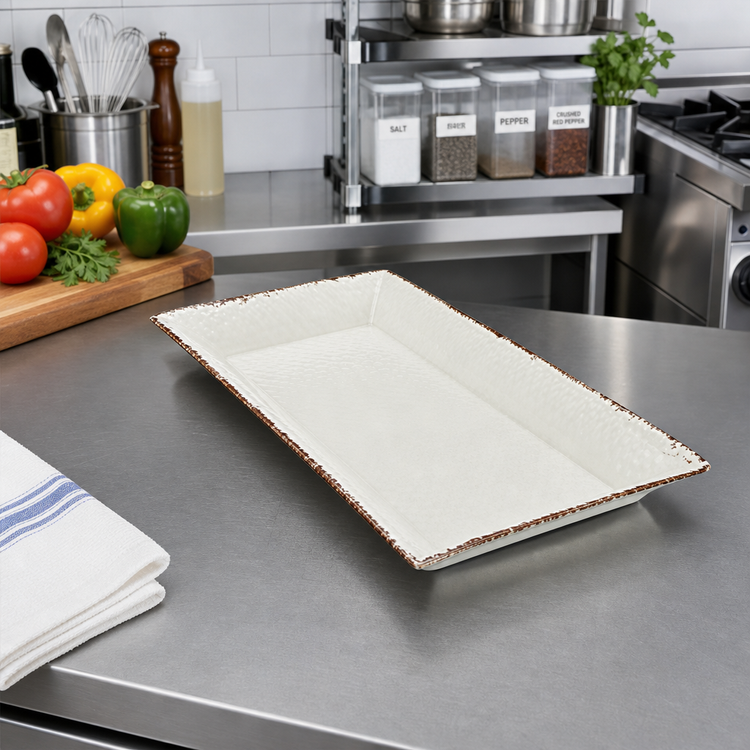 Product image #2 for American Metalcraft Medium Rectangular Melamine Platter, Antique White, 18 x 8-1/4 x 2 Inch