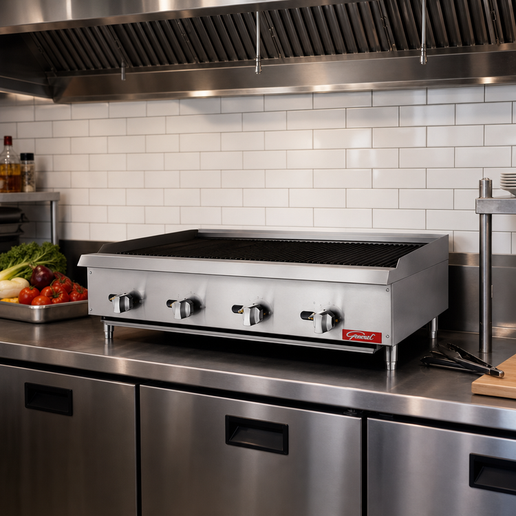 Product image #3 for General 48-Inch Gas Countertop Charbroiler with Radiant Heating, Manual Controls, 140,000 BTU
