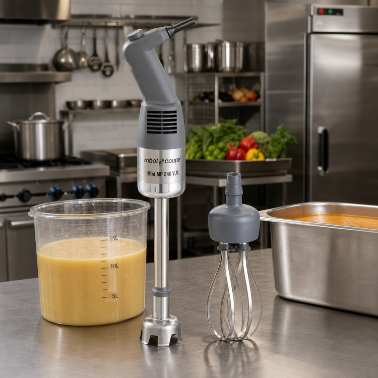 Product image #2 for Robot Coupe Mini Power Mixer Combi Immersion Blender with 10-Inch Shaft, 7-Inch Whisk, 15-Liter Capacity