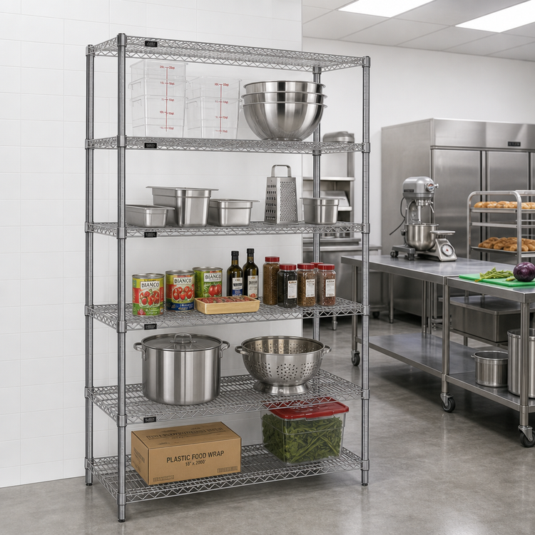 Product image #2 for Eagle Red-i-Pak 5-Tier Wire Shelving Unit, 36W x 24D x 63H, Stationary, Pewter Gray Epoxy
