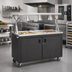 Thumbnail image #2 for Vollrath 2-Series Affordable Portable 46-Inch 3-Pan Non-Refrigerated Cold Food Station with Buffet Breath Guard, Lights, and Granite Storage Base with Doors