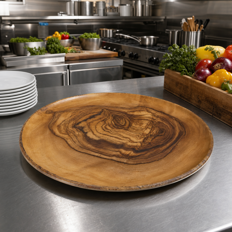 Product image #2 for American Metalcraft Naturals 21-1/2-Inch Round Melamine Platter, Olive Wood Pattern
