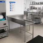 Thumbnail image #2 for BK Resources BKCDT6-C6072L Corner L-Shaped Clean Dishtable, 60 x 72 Inches, Right-to-Left, 16-Gauge 304 Stainless Steel, 10-Inch Backsplash