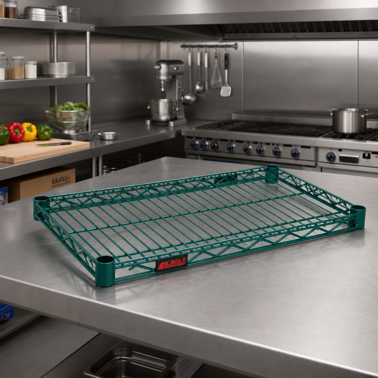 Product image #2 for Eagle Group Valu-Gard 72" x 21" Green Epoxy QuadTruss Wire Shelf with Split Sleeves