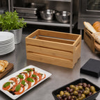 Thumbnail image #2 for American Metalcraft WTBA12 Bamboo 1/3-Size Rectangular Serving Crate / Display Riser Case of 4
