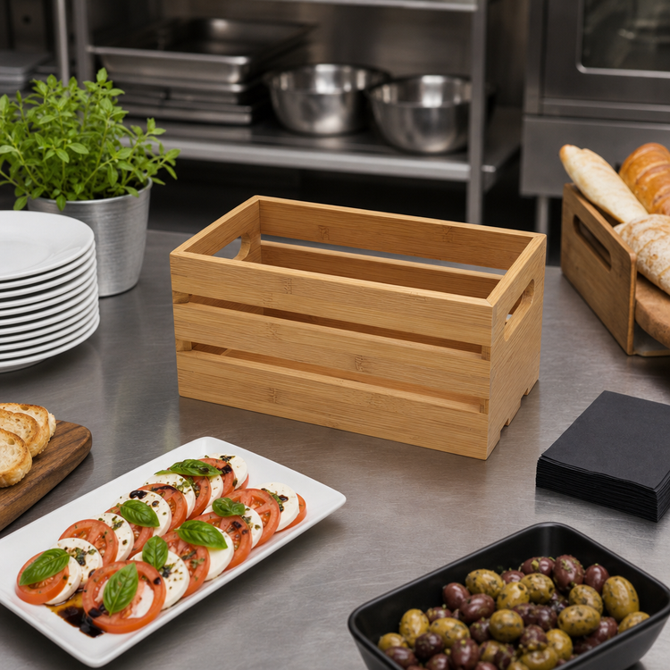 Product image #2 for American Metalcraft Bamboo 1/3-Size Rectangular Serving Crate / Display Riser