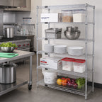 Thumbnail image #2 for Quantum WR63-2142C-5 5-Shelf Stationary Wire Shelving Starter Unit, 42"W x 21"D x 63"H, Chrome Plated