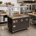 Thumbnail image #2 for Vollrath 2-Series Affordable Portable 3-Well Mobile Hot Food Station with Buffet Breath Guard and Lights, Walnut Woodgrain, 120V