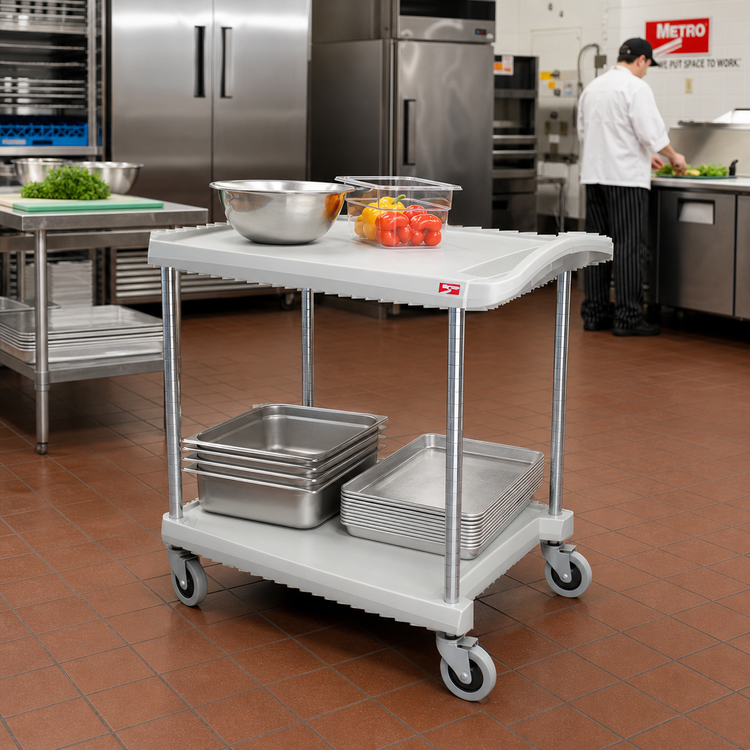 Product image #2 for Metro myCart Series 2-Shelf Polymer Utility Cart, Gray, 300 lb Capacity