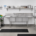 Thumbnail image #2 for Atosa USA, Inc. Mixrite SS1824F31D18 3-Compartment Stainless Steel Sink, Left & Right Drainboards, 18 x 24 x 14 in Bowls, 90 in W