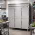 Thumbnail image #2 for Beverage Air P-Series Three-Section Pass-Thru Reach-In Refrigerator with 12 Solid Half Doors, 73.99 Cu. Ft.