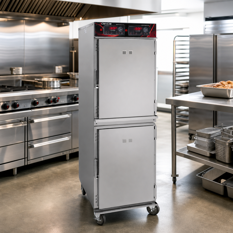 Product image #2 for Cres Cor Mobile Two-Compartment Radiant Cook-and-Hold Cabinet, 16 Full-Size Pan Capacity, Stainless Steel