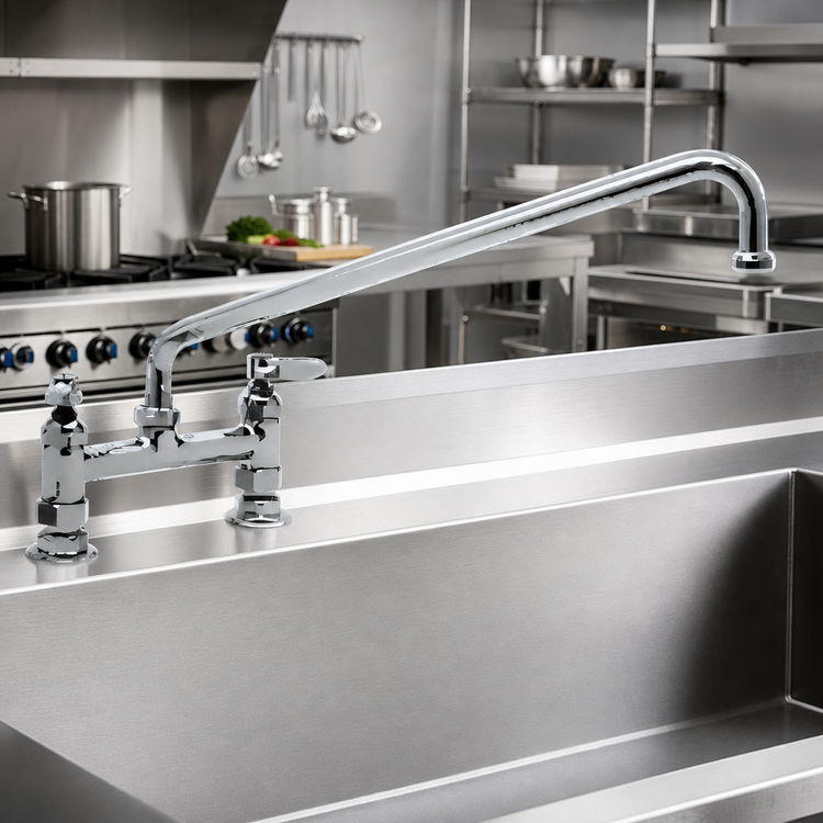Product image #2 for T&S Brass 8-Inch Center Deck Mount Mixing Faucet, Less Nozzle