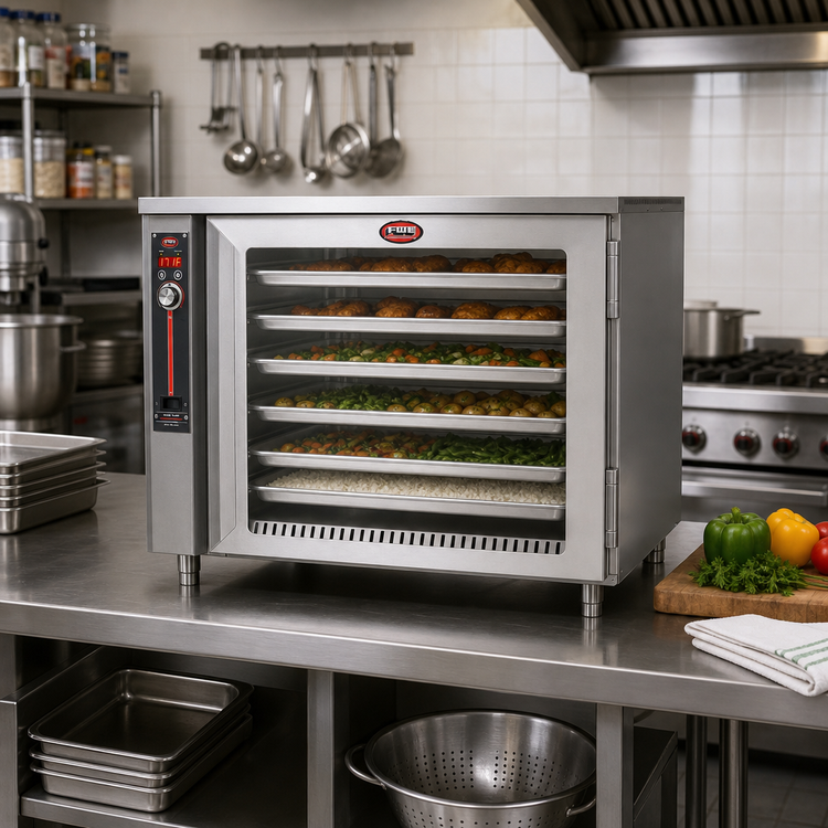 Product image #2 for FWE Handy Line Countertop Side-Loading Heated Cabinet for 5 Full-Size 18 x 26 Pans with Reversible Lexan Door