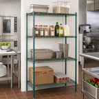 Thumbnail image #3 for Metro Super Erecta A516K3 Stationary Wire Shelving Starter Unit, 24W x 24D x 63H, 4 Shelves, Green Epoxy Coated