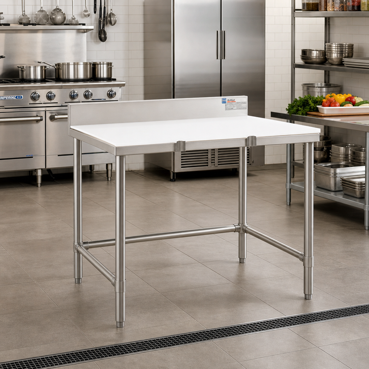 Product image #2 for Eagle Group Stainless Steel Poly Top Trimming Table with Removable Backsplash, 48W x 36D x 38.5H