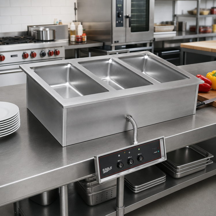 Product image #2 for Eagle Group SGDI-3-120T 3-Well Drop-In Electric Hot Food Well, 12 x 20 Pans, Wet/Dry, 120V, Without Drain
