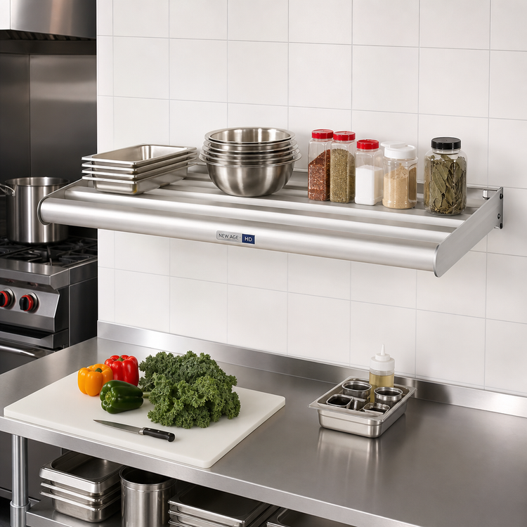 Product image #2 for New Age H.D. Series Cantilever Bar Shelf, 42"W x 24"D, Aluminum, 900 lb. Capacity