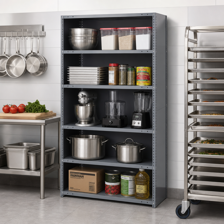 Product image #2 for IRONMAN Stationary Closed Steel Shelving Unit, 12 x 36 x 75 Inches, 5 Shelves, 400 lb. per Shelf
