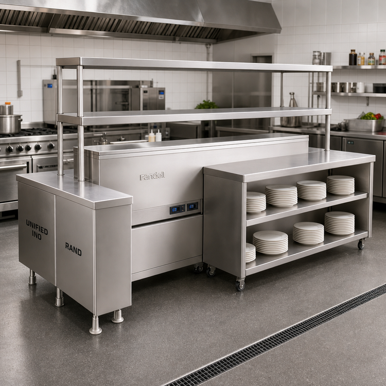 Product image #2 for Randell 86.5-Inch Modular Chef Service Counter Center Section with Plate Storage Cabinet and Double Overshelf