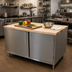 Thumbnail image #2 for BK Resources 60-Inch x 36-Inch Hard Maple Top Chef Table with Cabinet Base and Locking Hinged Doors
