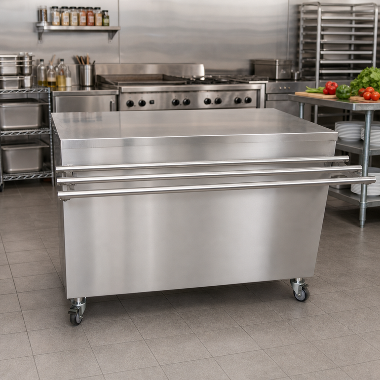 Product image #2 for BK Resources 48-Inch x 24-Inch Stainless Steel Serving Counter with 12-1/2-Inch Drop Shelf
