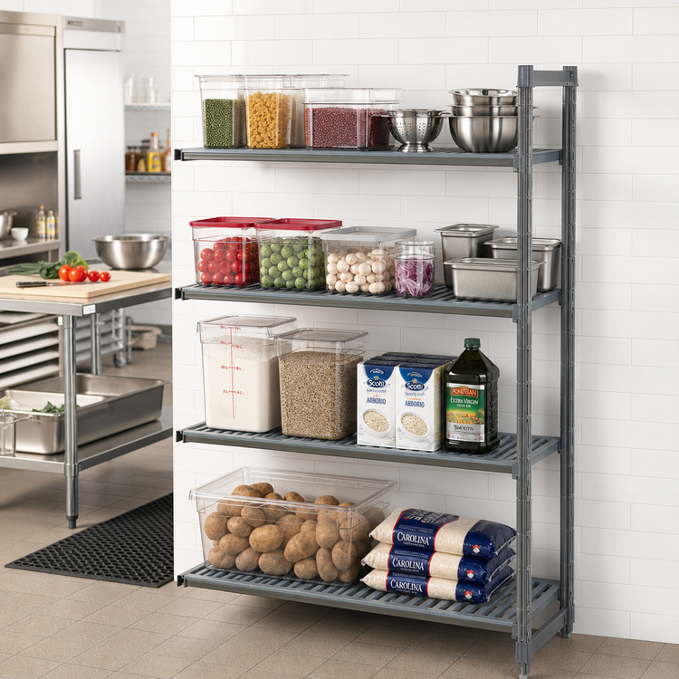 Product image #2 for Cambro Camshelving Basics Plus 21 x 42 x 64 Inch 4-Tier Vented Add-On Polymer Shelving Unit
