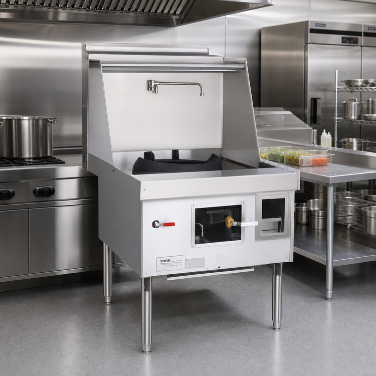 Product image #2 for York Commercial Gas Wok Range with 1 Chamber, Water-Cooled Top, and Chinese Swing Faucet